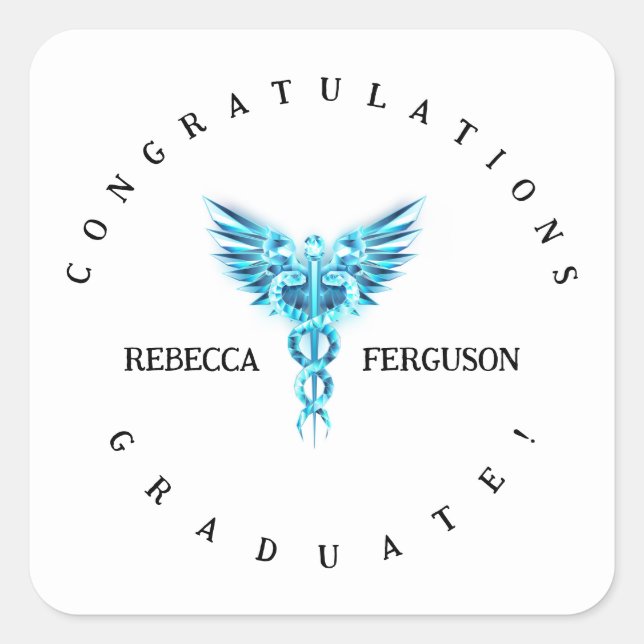 Caduceus Graduation Party Decoration Square Sticker (Front)