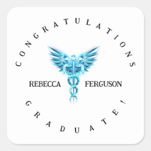 Caduceus Graduation Party Decoration Square Sticker