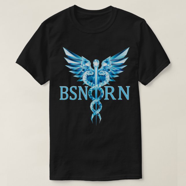 Caduceus Graphic Medical Emblem BSN Registered Nur T-Shirt (Design Front)