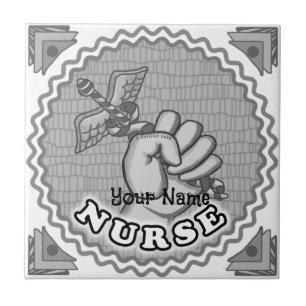 Caduceus hand nurse ceramic tile