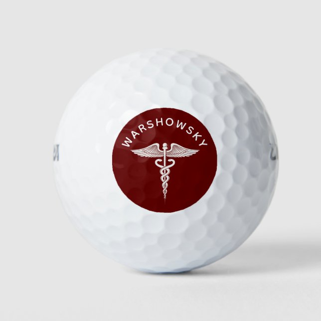 Caduceus  Health Care Medical Snake Staff Golf Balls (Front)