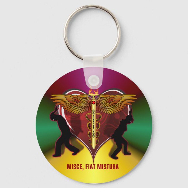 Caduceus Heart V-1, MISCE, FIAT MISTURA Key Ring (Front)