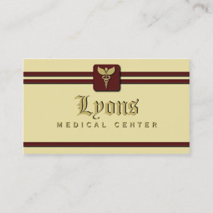 Caduceus Medical Doctor Health Care Cream and Red Business Card