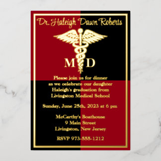 Caduceus Medical School Graduation, Red/Black