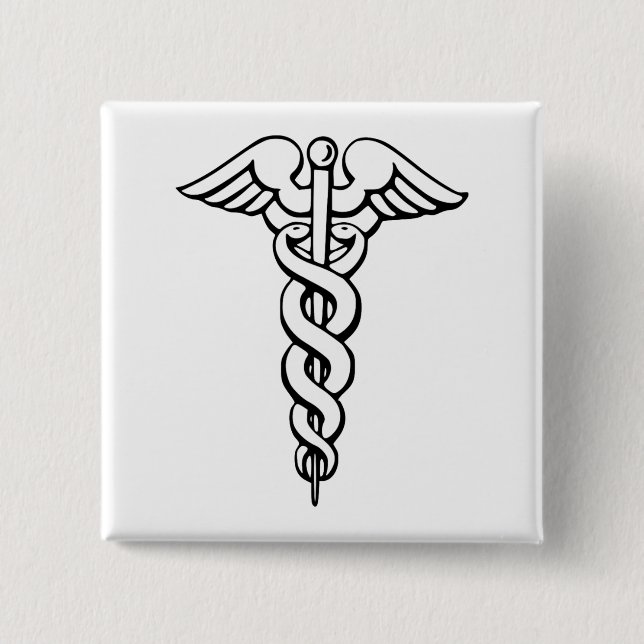 Caduceus Medical Symbol 15 Cm Square Badge (Front)