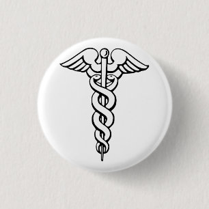 Caduceus Medical Symbol 3 Cm Round Badge