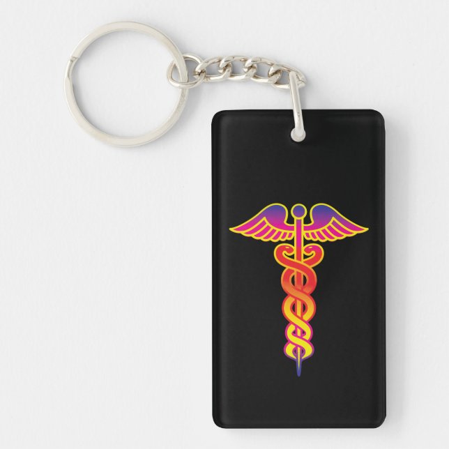 caduceus medical symbol key ring (Front)