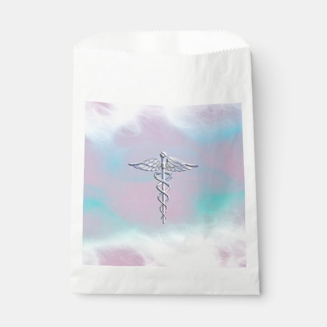 Caduceus Medical Symbol on Mother Pearl Decor Favour Bag (Front)