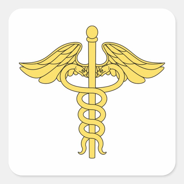 Caduceus Medical Symbol Square Sticker (Front)
