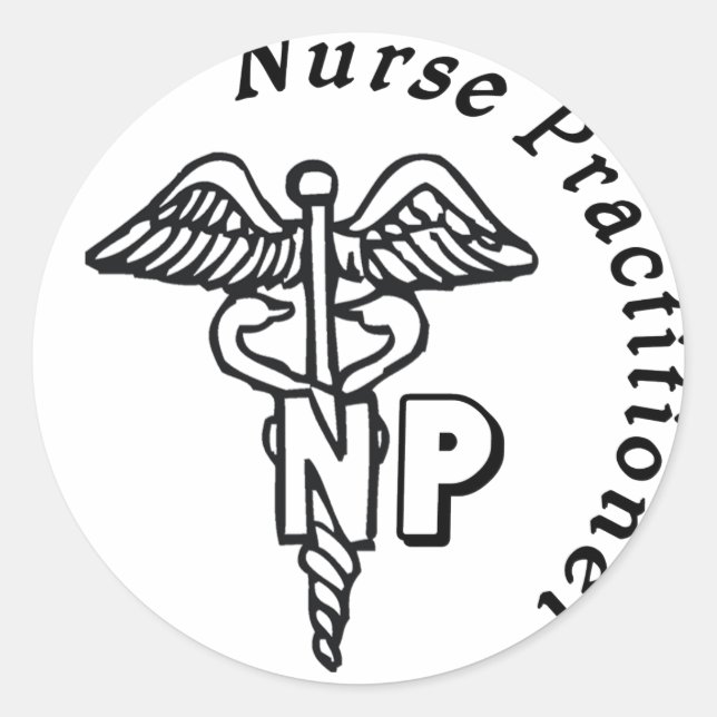 CADUCEUS NP LOGO NURSE PRACTITIONER CLASSIC ROUND STICKER (Front)