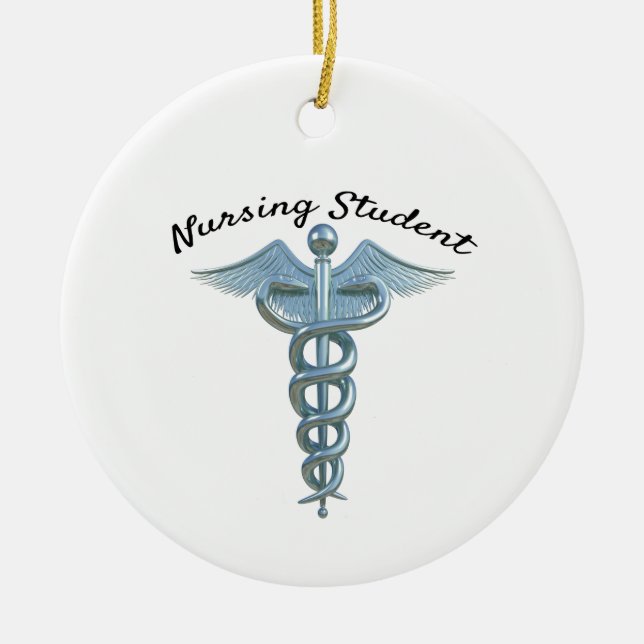 Caduceus Nursing Student Ceramic Ornament (Front)