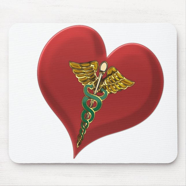 Caduceus On A Heart Mouse Pad (Front)