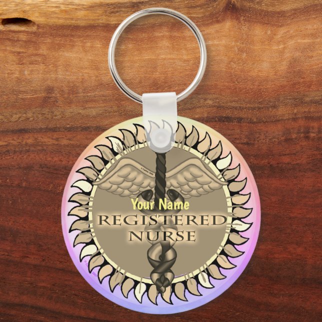Caduceus Registered Nurse keychain  (Front)
