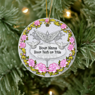 Caduceus Rose nurse doctor ornament