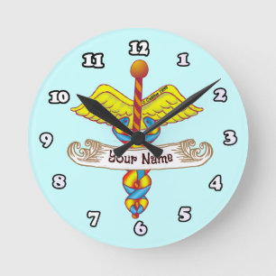 Caduceus round clock