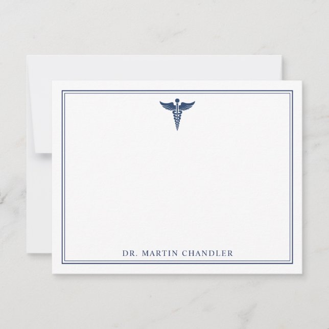 Caduceus Stationery Medical Doctor Note Card  (Front)