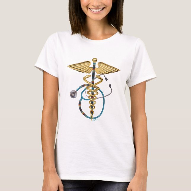 Caduceus & Stethoscope T-Shirt (Front)