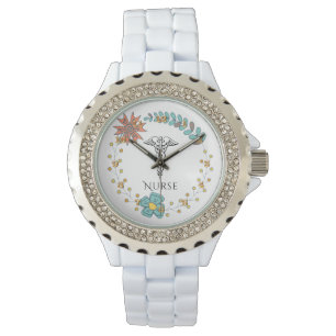 Caduceus Symbol Floral Boho   RN Nurses Nursing Watch