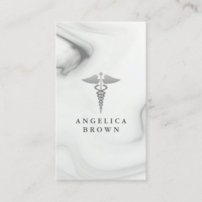 Caduceus Symbol Marble Pattern Business Card (Front)