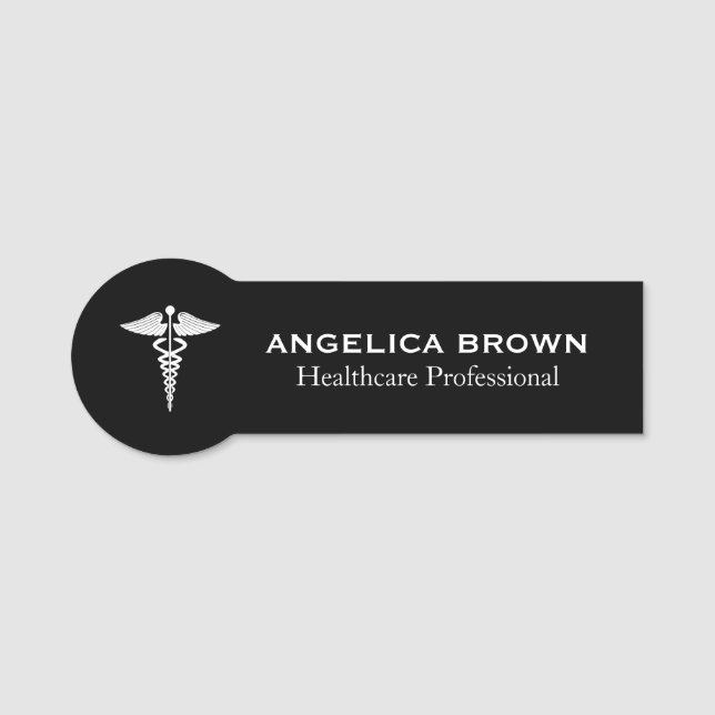 Caduceus Symbol Medical Healthcare Name Tag (Front)