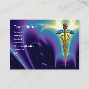 CADUCEUS, vibrant blue turquase gold amethyst Business Card
