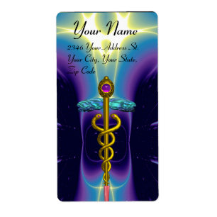 CADUCEUS, vibrant gold amethyst , blue purple