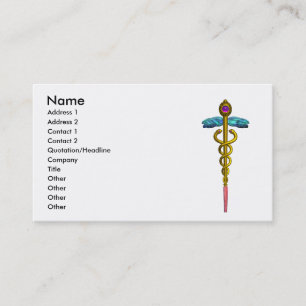 CADUCEUS,  vibrant gold amethyst Business Card