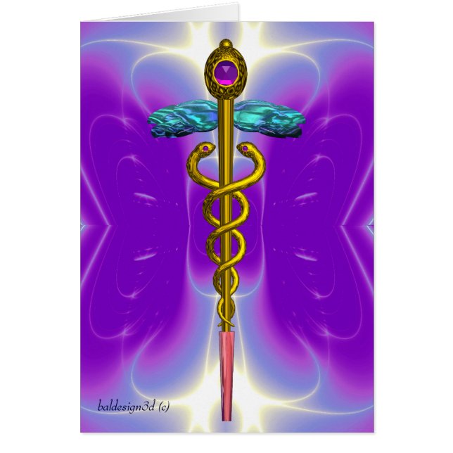 CADUCEUS, vibrant gold amethyst Violet Purple (Front)