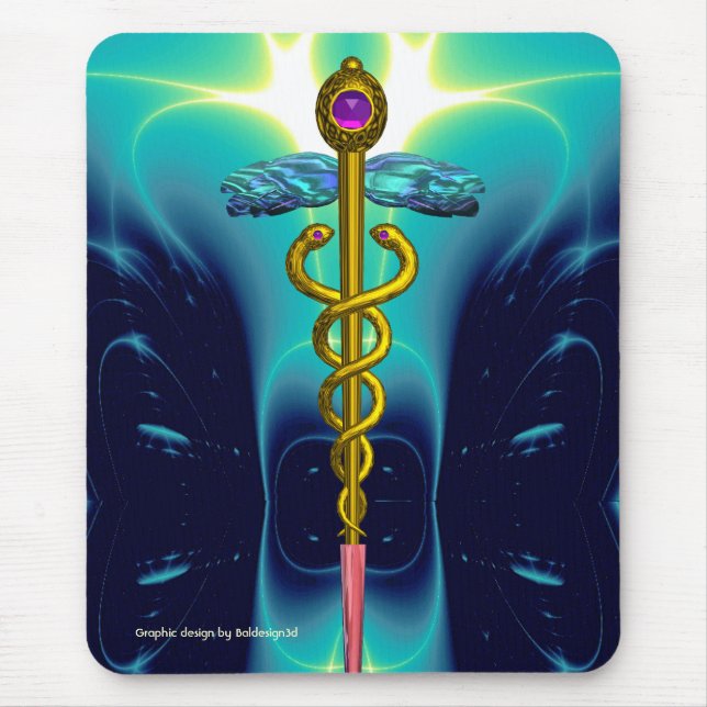 CADUCEUS , vibrant gold ametist Mouse Pad (Front)