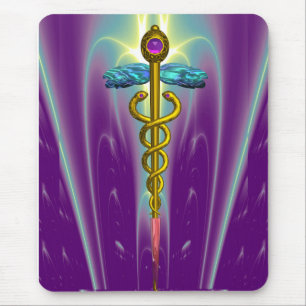 CADUCEUS , vibrant gold ametist Mouse Pad
