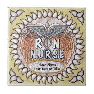 Caduceus wings rn nurse ceramic tile