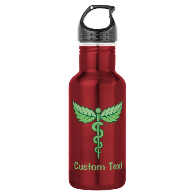 Caduceus with leaves 532 ml water bottle (Front)