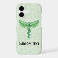 Caduceus with leaves background