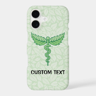 Caduceus with leaves background