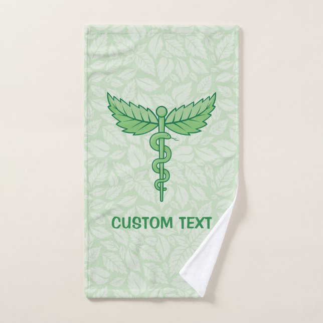 Caduceus with leaves background bath towel set (Hand Towel)