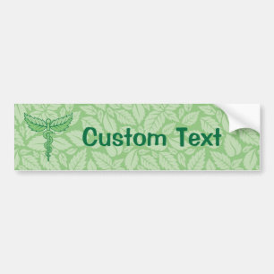 Caduceus with Leaves Background Bumper Sticker