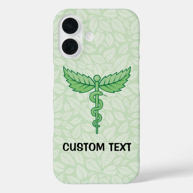 Caduceus with leaves background Case-Mate iPhone case (Back)