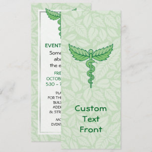 Caduceus with leaves background invitation