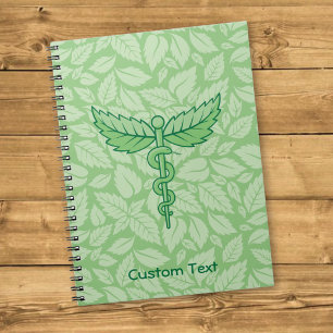 Caduceus with Leaves Background Notebook