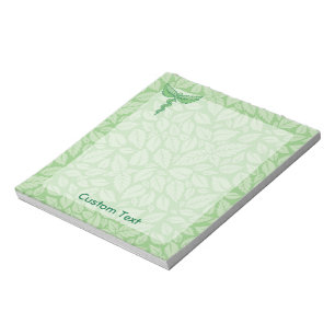 Caduceus with Leaves Background Notepad