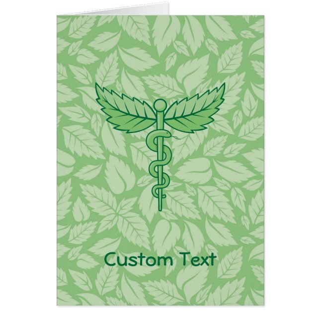 Caduceus with Leaves Background Postcard (Front)