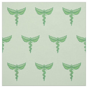 Caduceus with Leaves Fabric