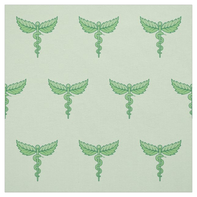 Caduceus with Leaves Fabric (Swatch)