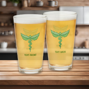 Caduceus with Leaves Glass