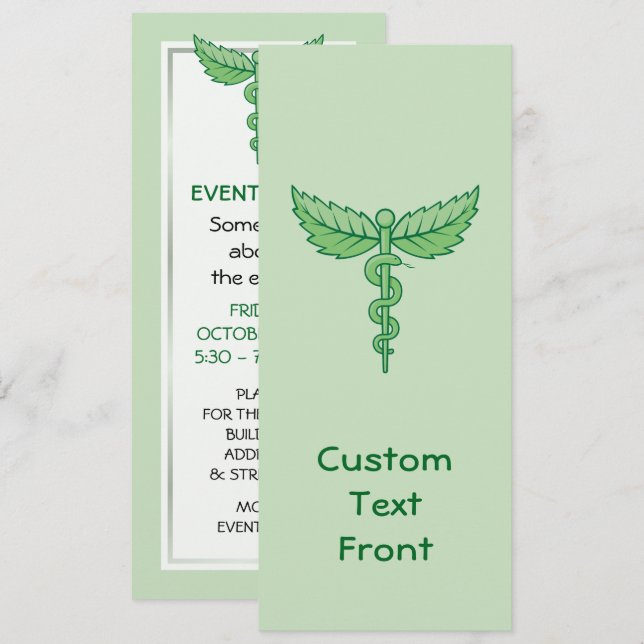 Caduceus with leaves invitation (Front/Back)