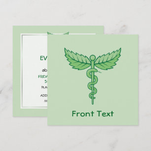 Caduceus with leaves invitation
