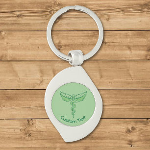 Caduceus with Leaves Keychain
