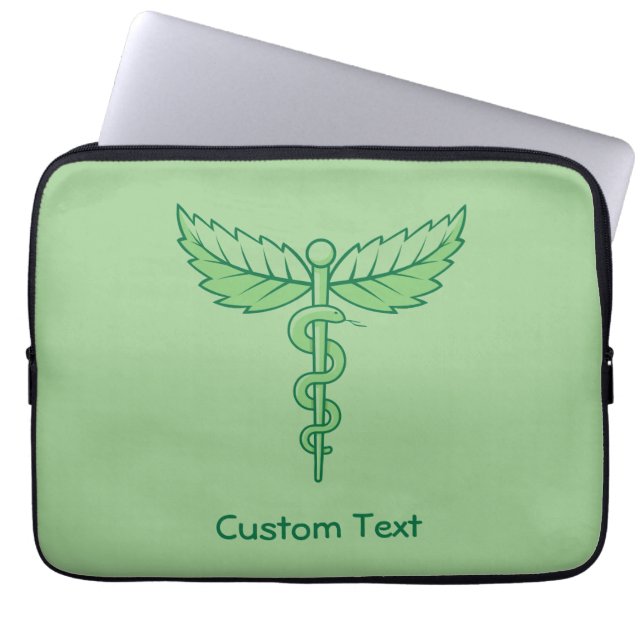Caduceus with Leaves Laptop Sleeve (Front)