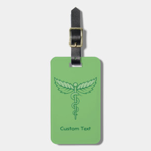 Caduceus with Leaves Luggage Tag