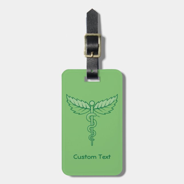 Caduceus with Leaves Luggage Tag (Front Vertical)